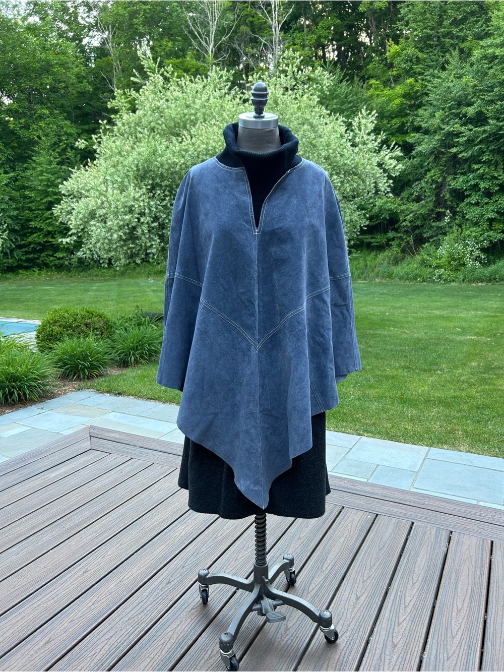 Silhouette Blue Suede Poncho